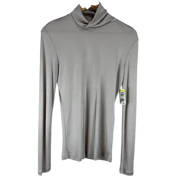 Max Mara Leisure Shiny Jersey Fabian Turtleneck Top Women's Sz Medium Beige NWT - Picture 1 of 8